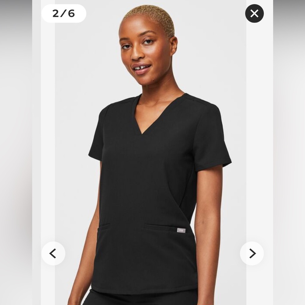 FIGS Black Casma Top